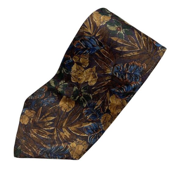 Oleg Cassini Other - Oleg Cassini Tie Men's Necktie Floral  Polyester Brown Beige Blue Office 80's